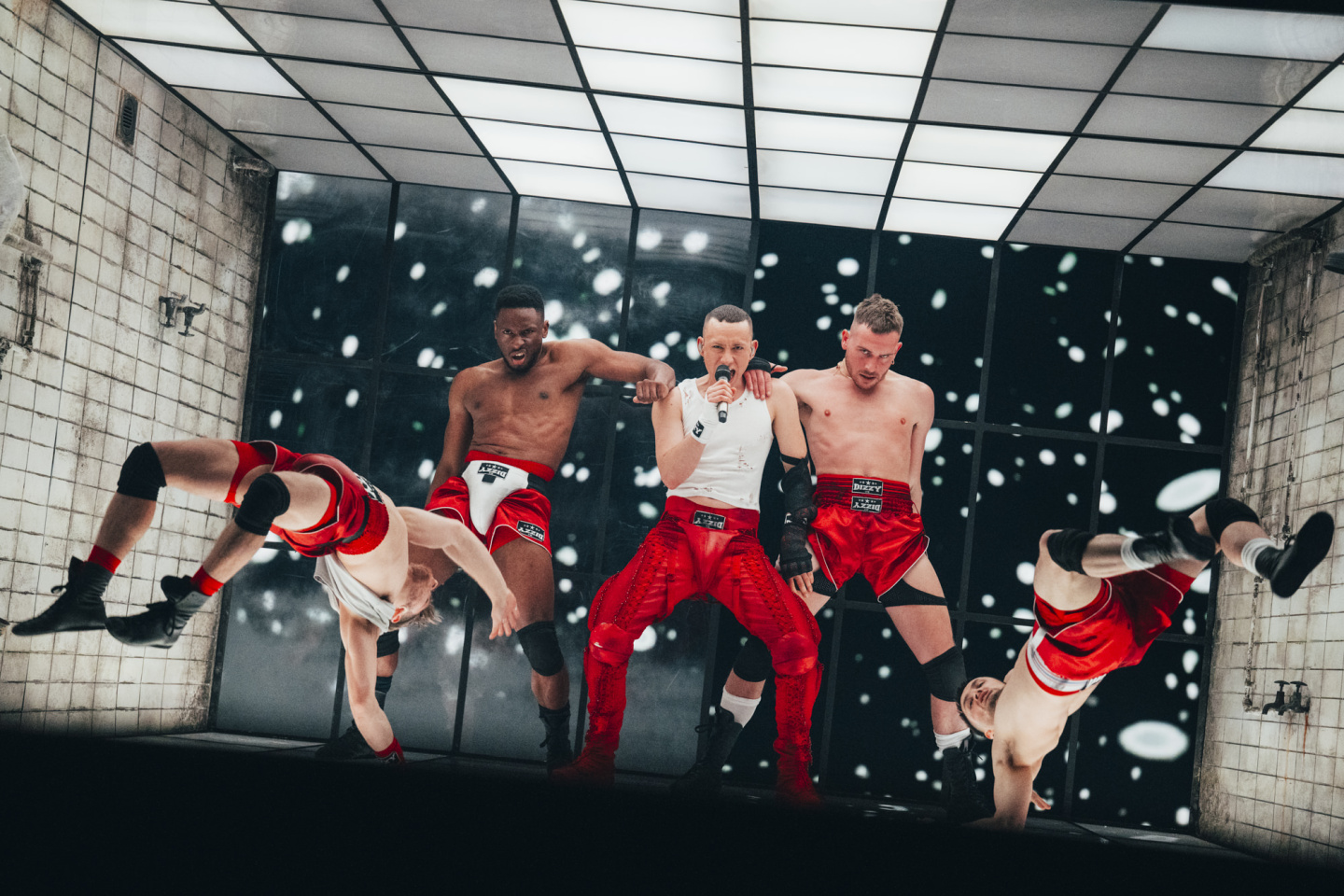 Olly Alexander at his first rehearsal for Eurovision 2024