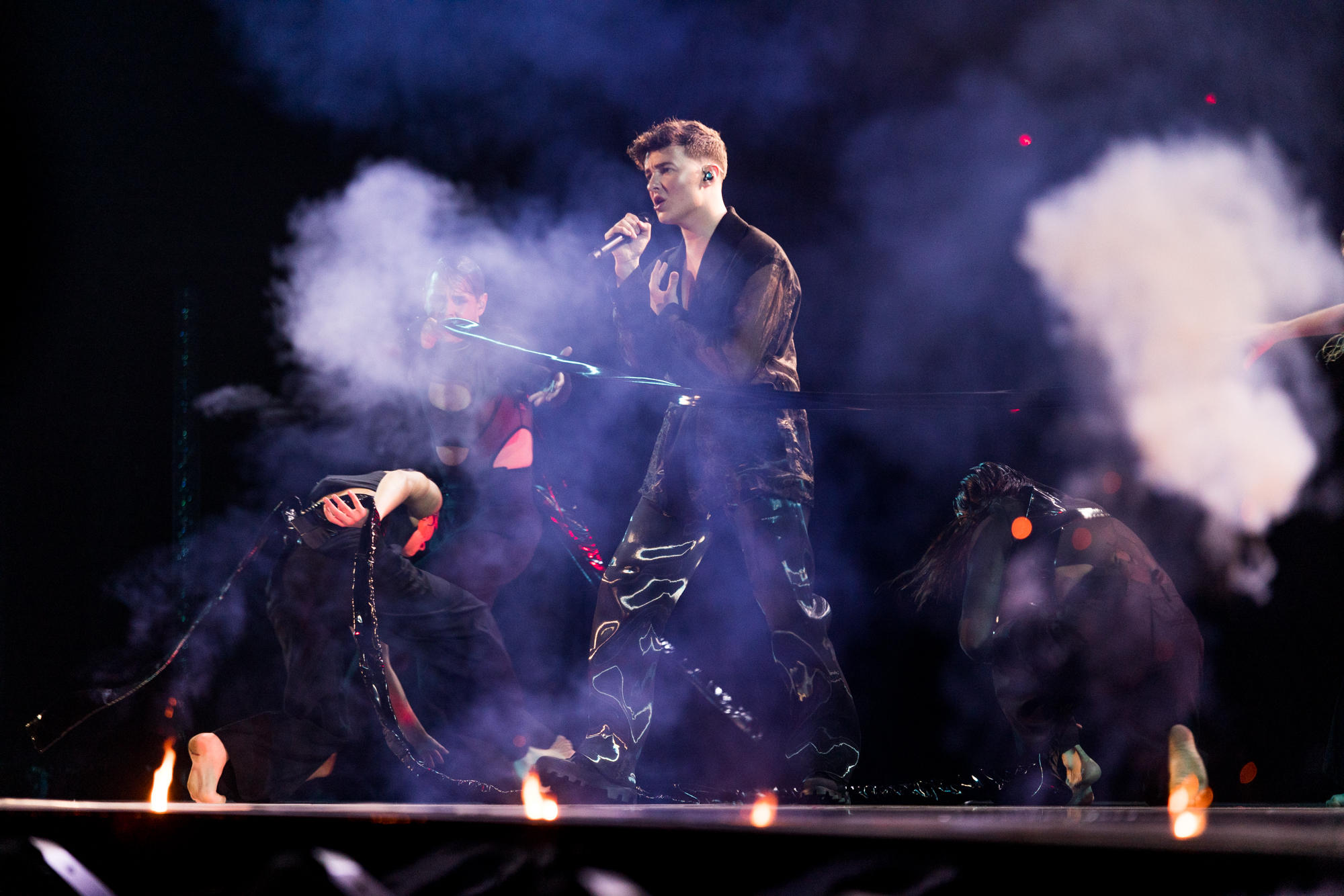 Remo Forrer performing at the Grand Final of Eurovision 2023