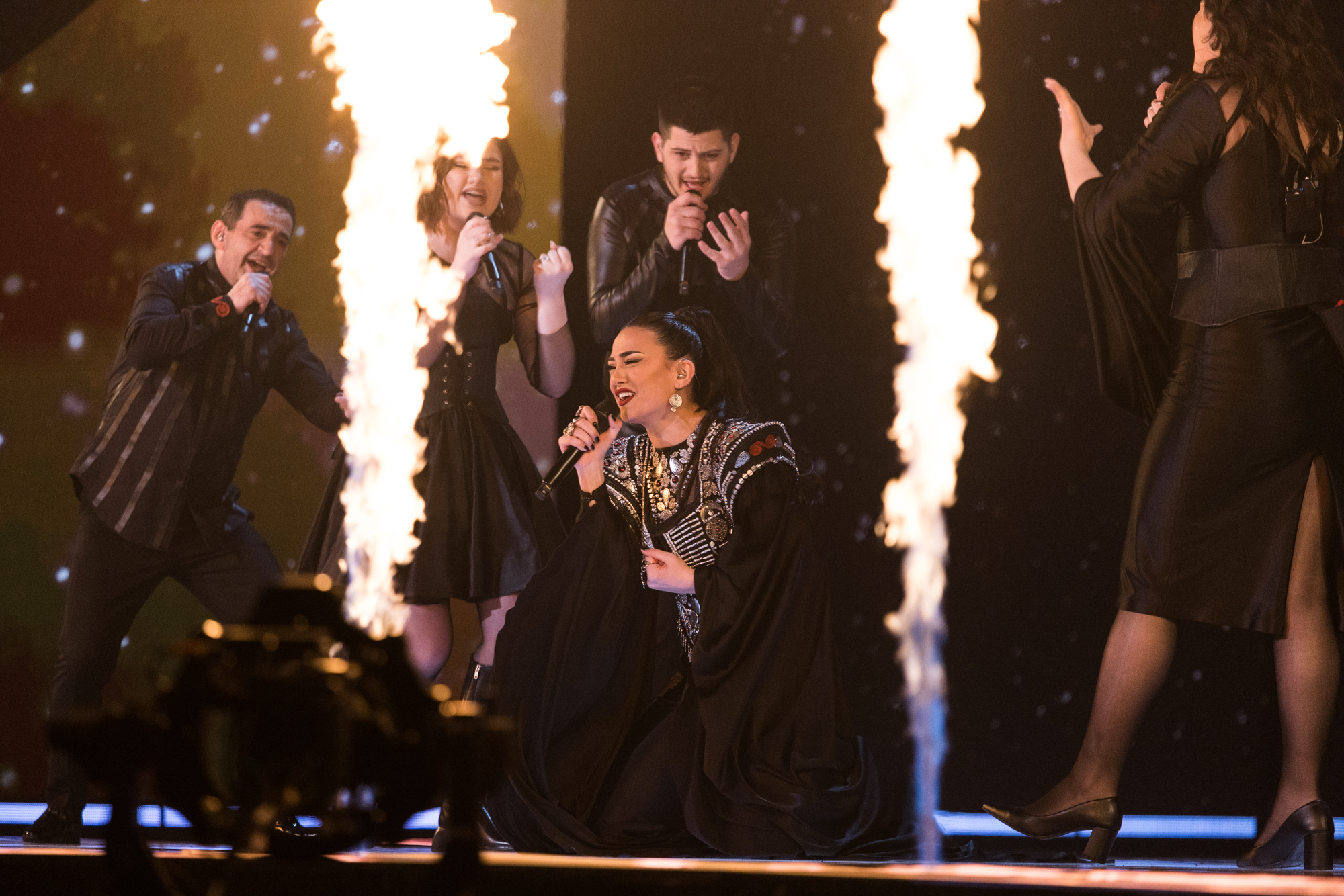Albina & Familja Kelmendi performing 'Duje' for Albania at the Grand Final at Liverpool Arena