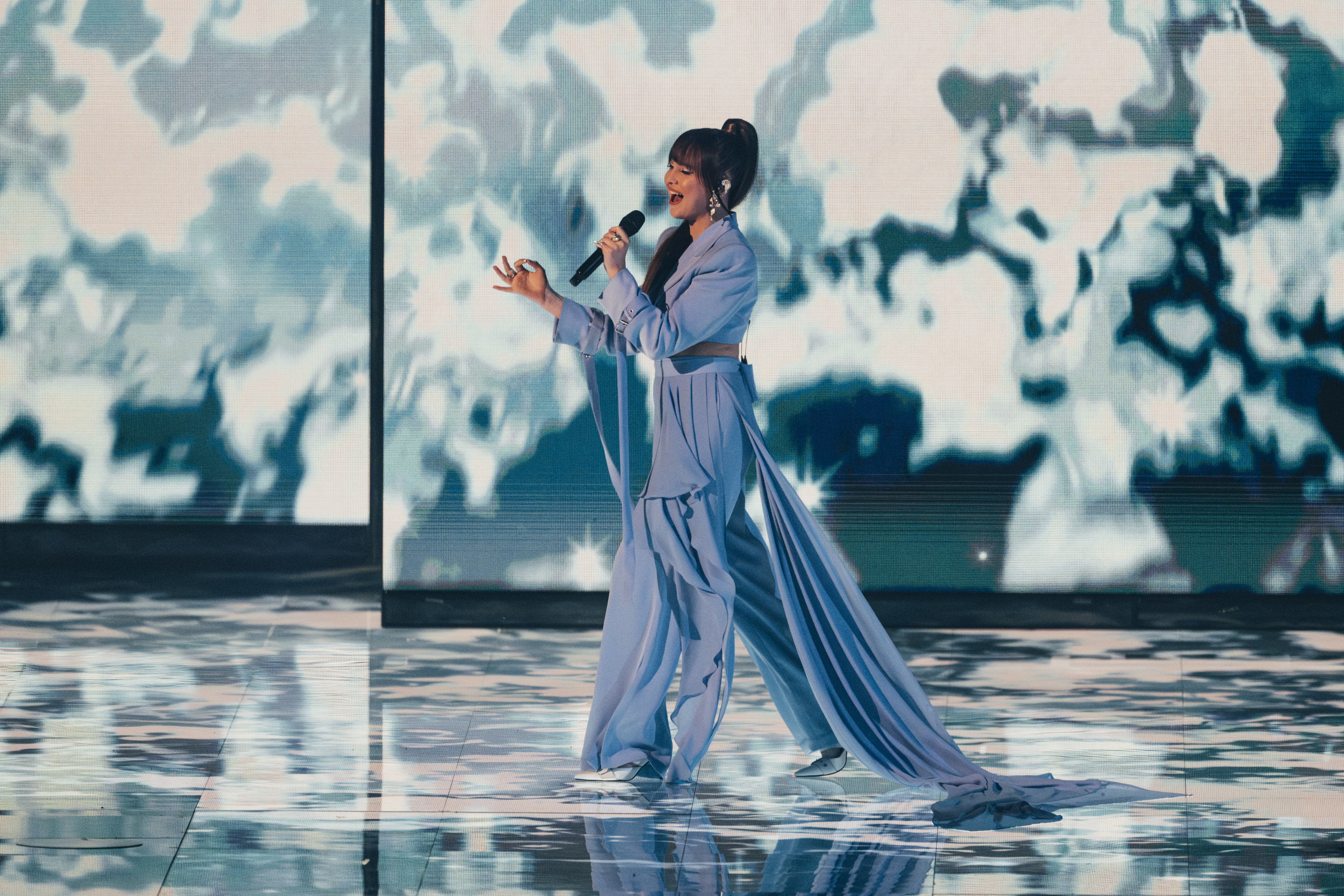 Alika performing Bridges for Estonia at the Grand Final at Liverpool Arena