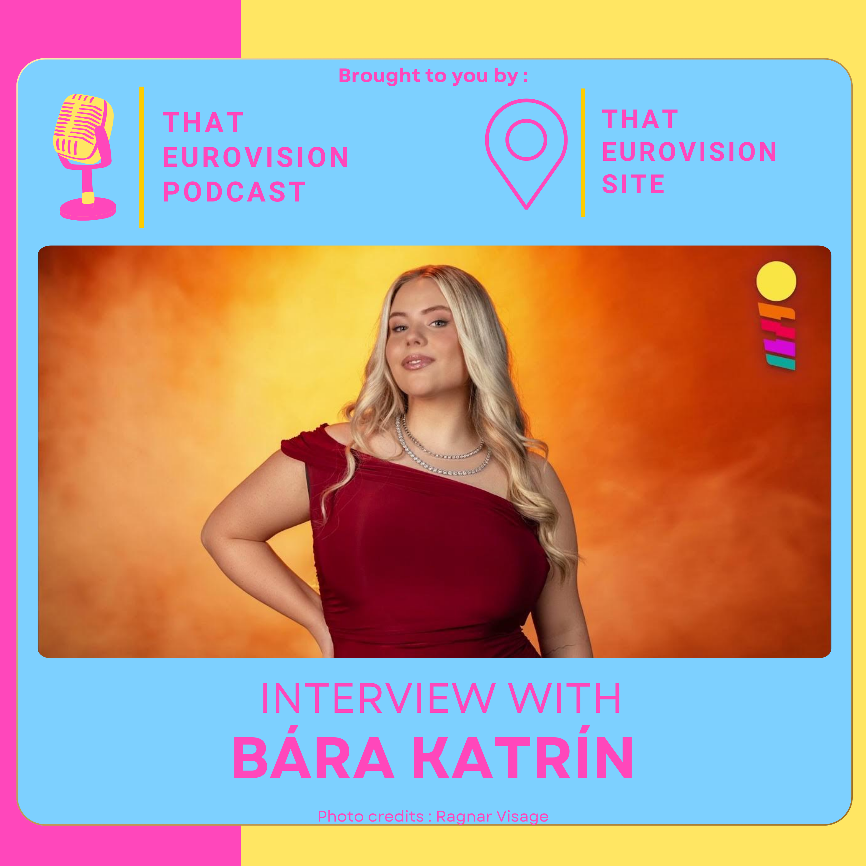 Podcast cover art with Bára Katrín's promotional image for Söngvakeppnin 2025. Credit: Ragnar Visage
