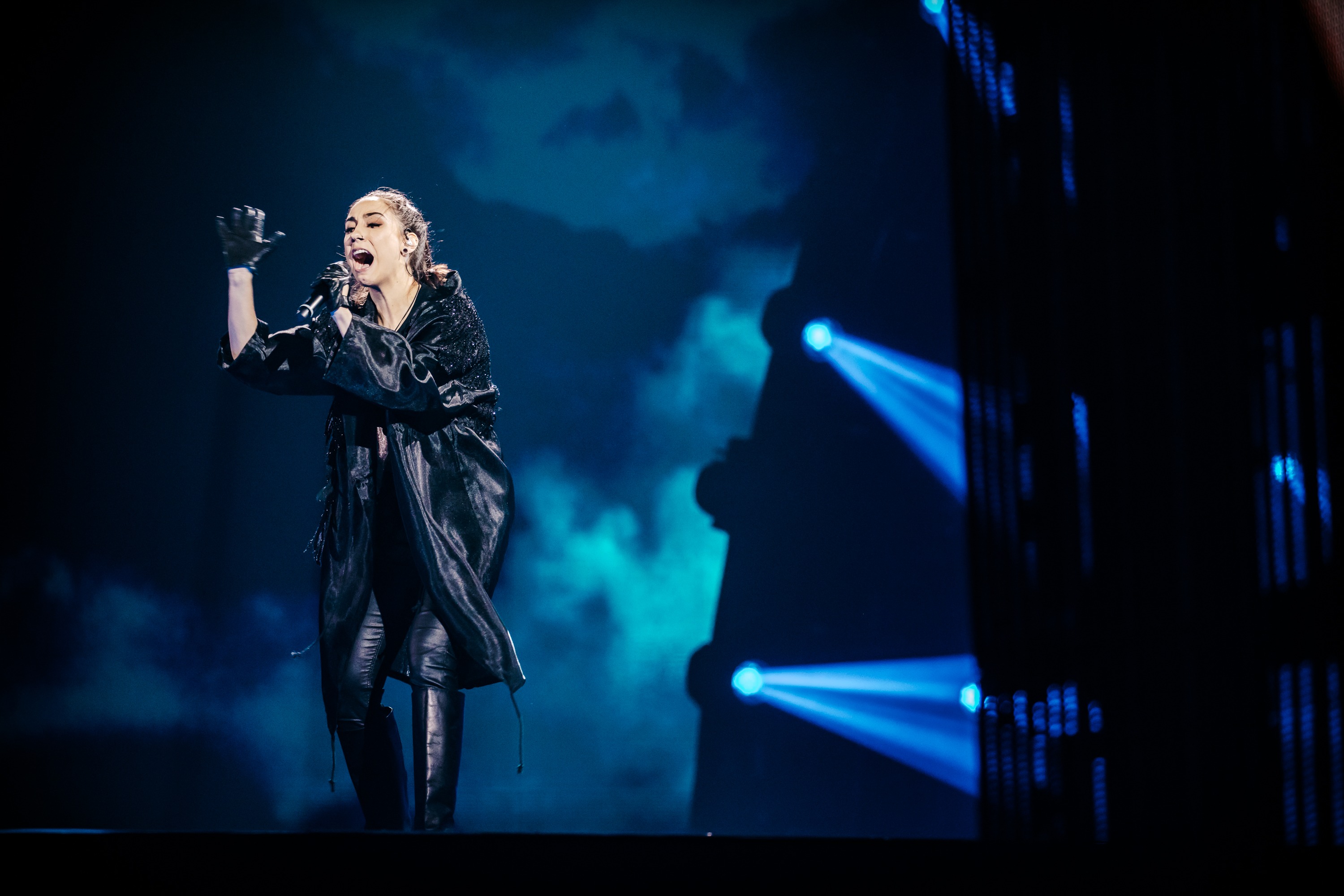 Andrea from North Macedonia rehearsed her song Circles for the first time at the PalaOlimpico in Turin.