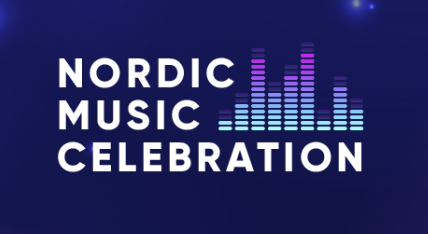 Nordic Music Celebration Logo showing the title of the event and a blue-purple visualiser image