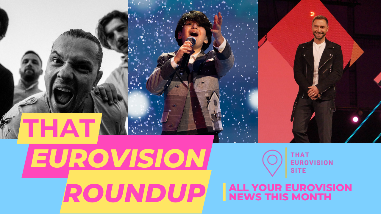 NeonoeN, Andria Putkaradze and Måns Zelmerlöw on the cover of 'That Eurovision Roundup'.
