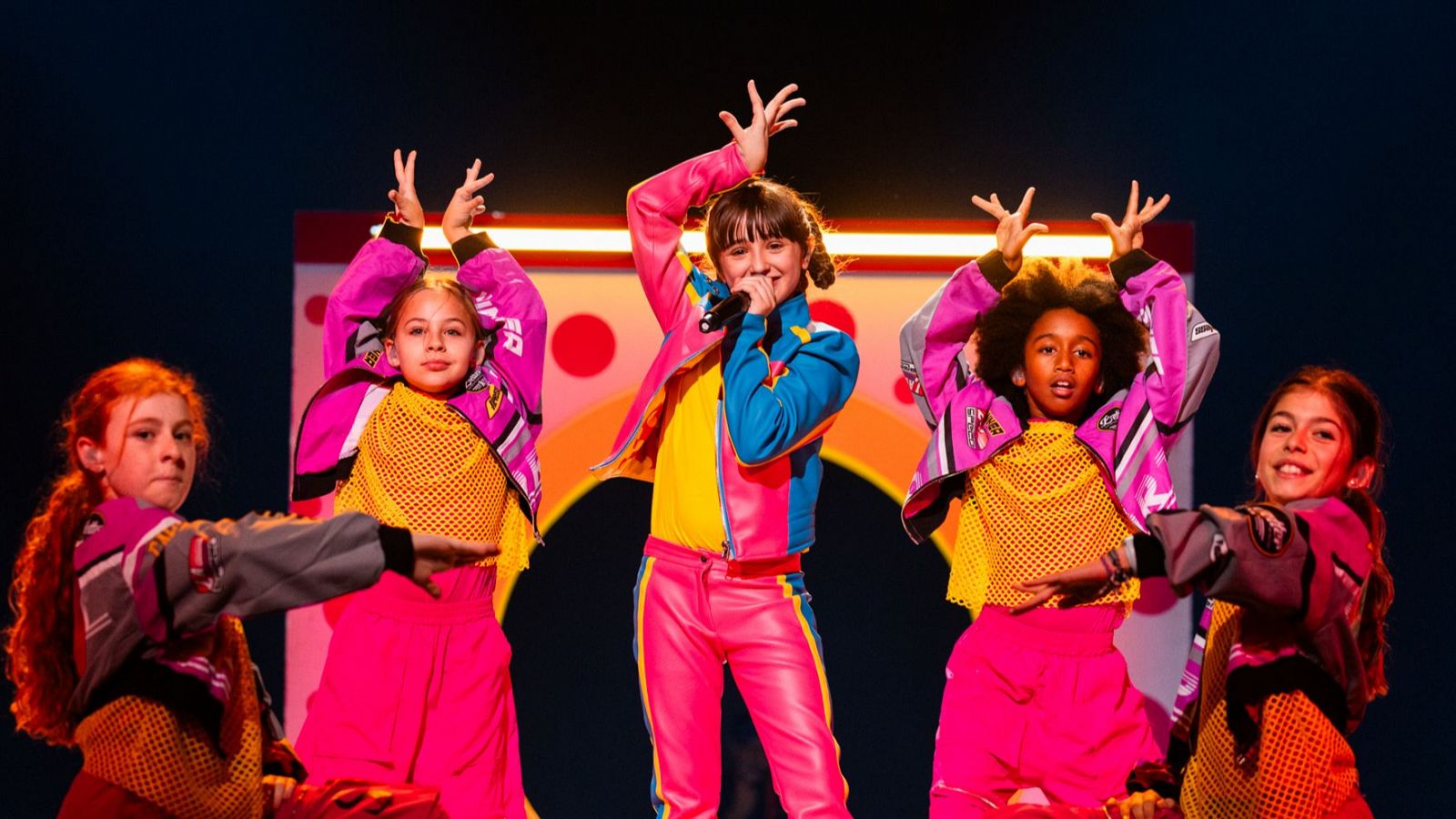 Chloe DelaRosa on stage at the 2024 Junior Eurovision