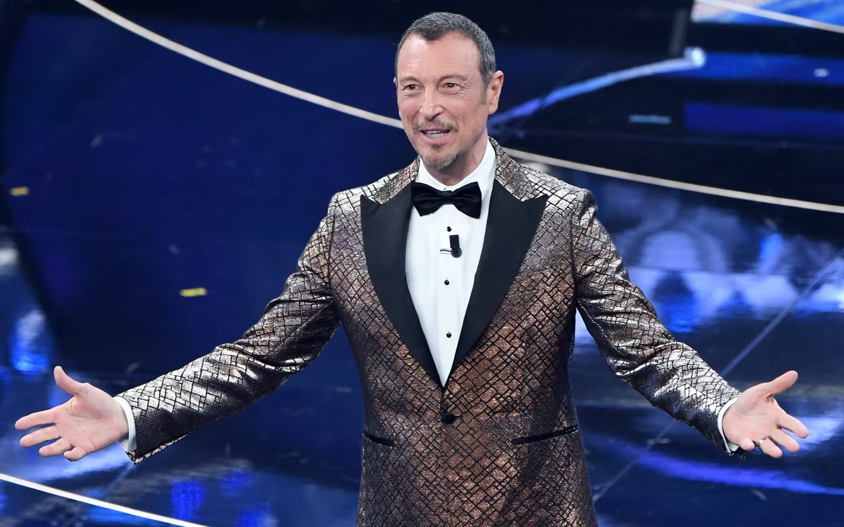 Sanremo 2024 host Amadeus Image Credit: Sky Italia / RAI