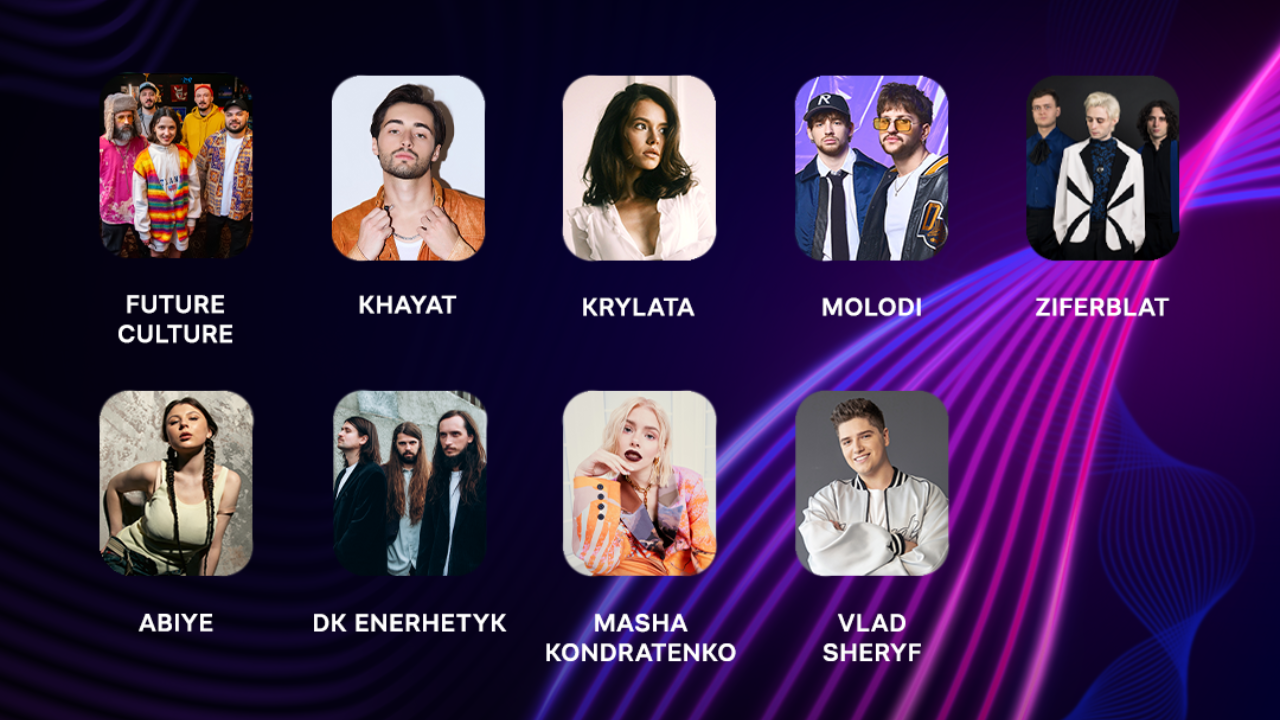 The first nine acts that will compete at Vidbir 2025 Credit: Suspilne