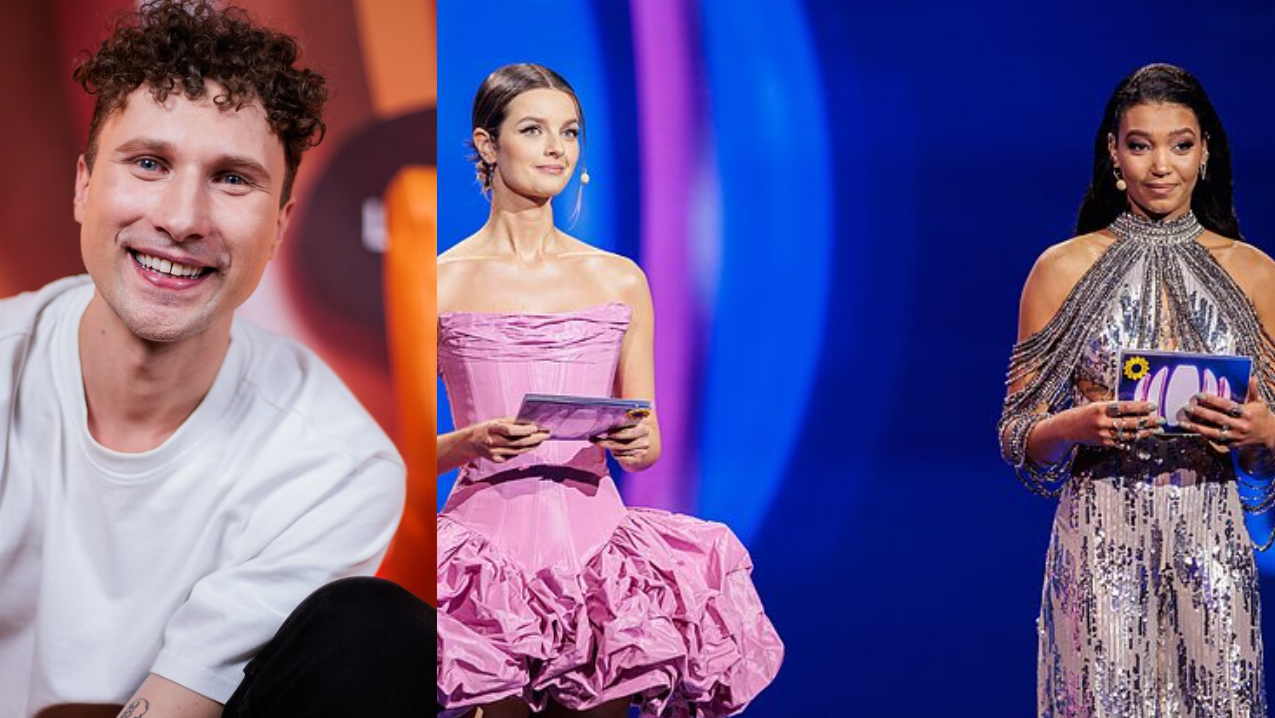 EurovizijaLT 2025 hosts Credit: D. Umbraso / LRT | E. Blažio / LRT